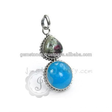 Eudialyte et Smithsonite Gemstone Collier en argent pour gros